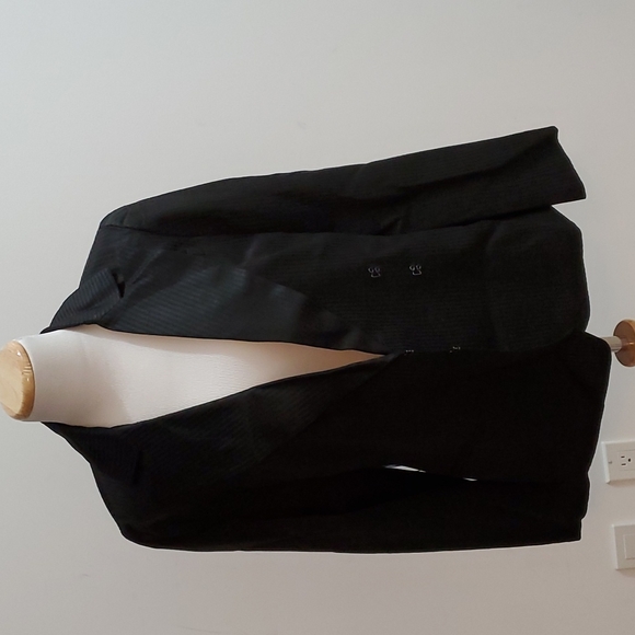 Trina Turk Los Angeles Palm Springs black pinstripe dressy cummerbund blazer - Picture 3 of 13